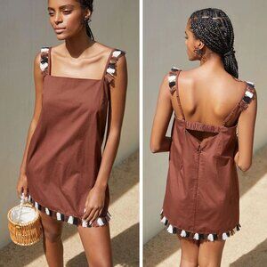 Anthropologie Brown The Hartley Shift Mini Dress Size Medium 47899